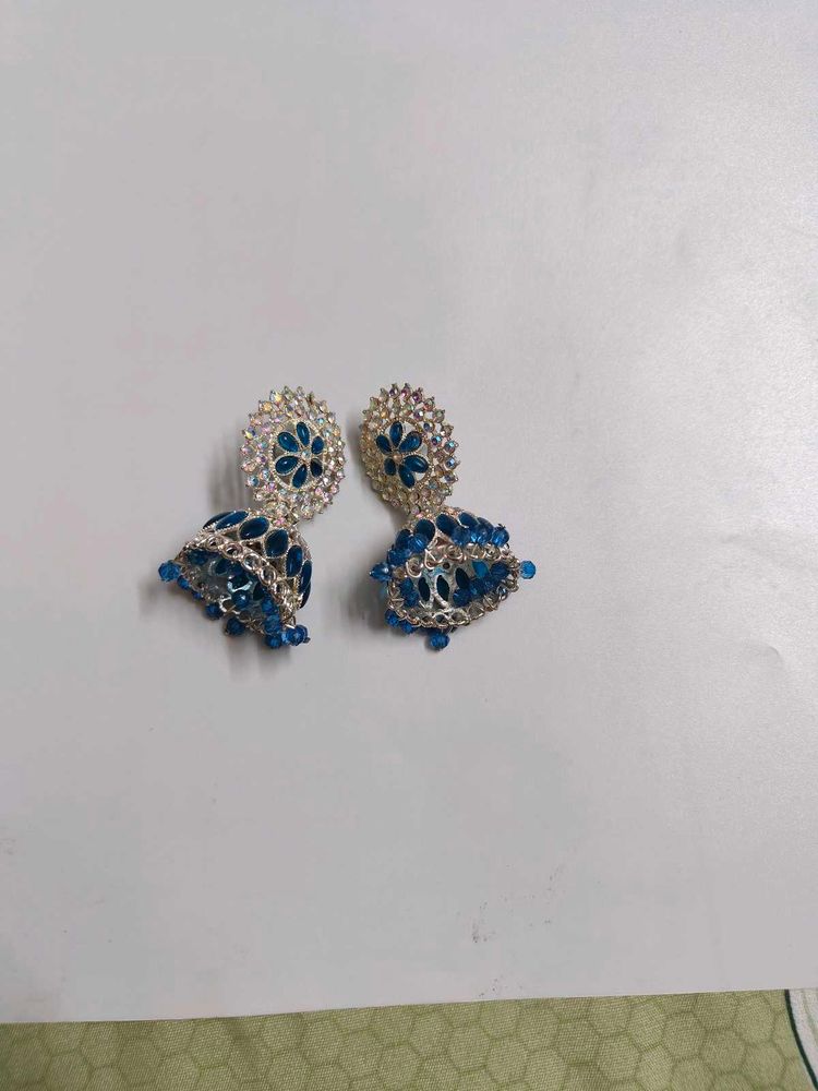 Blue Jhumka Earrings