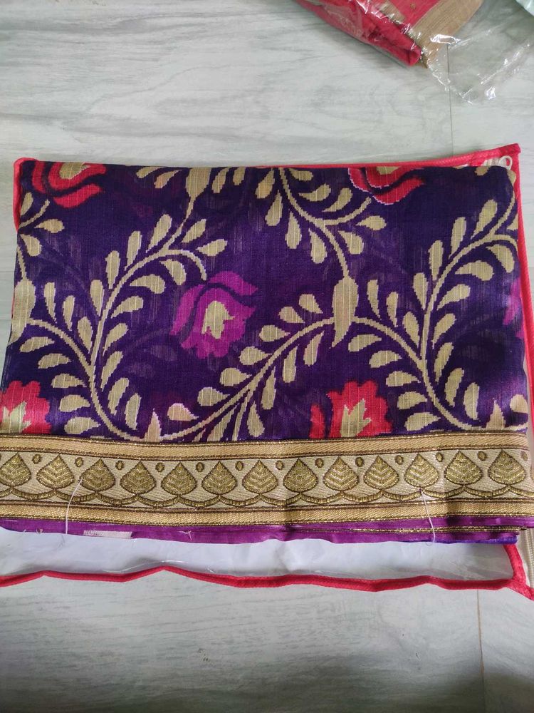 Cotton Blend Purple Saree