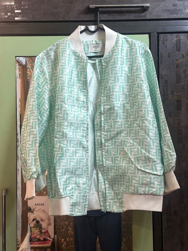 Fendi Faded FF Pattern Long Bomber Jacket
