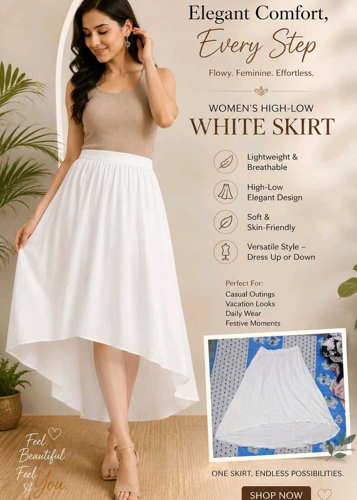 Elegant White High-Low Skirt