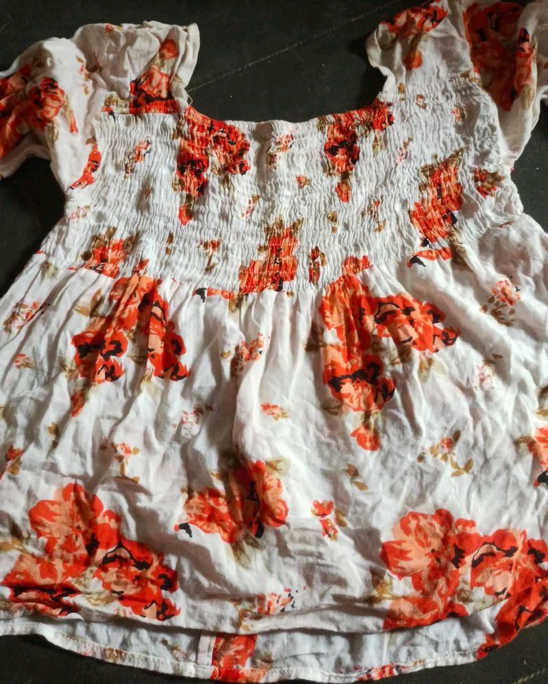 Boho Floral Smocked Top