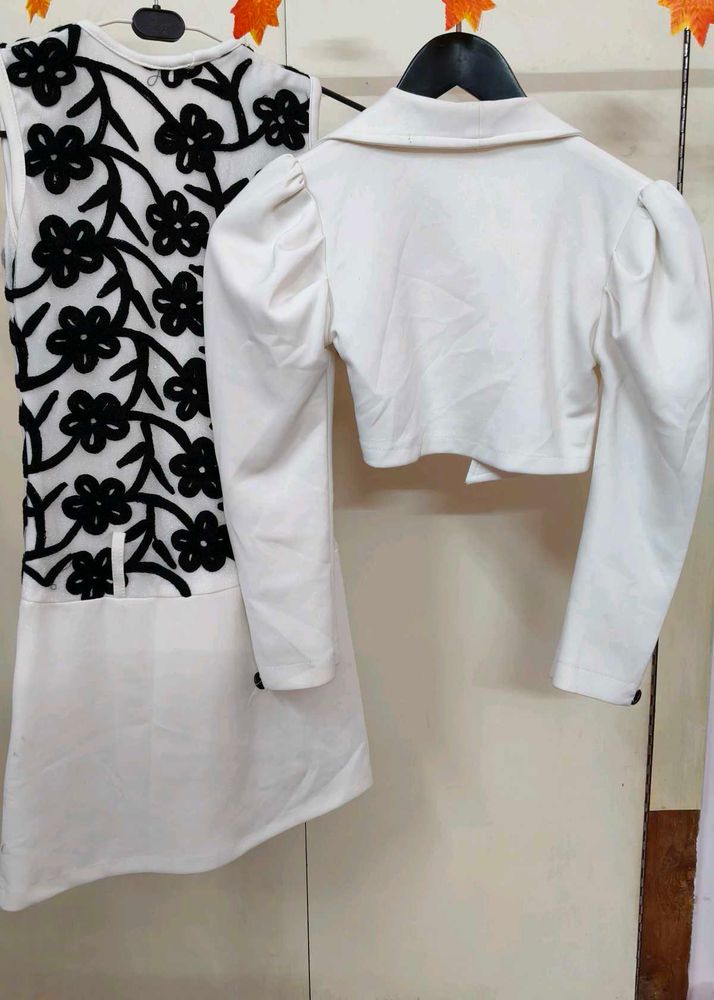 Chic White Dress &amp; Jacket Set