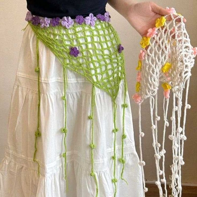 Boho Crochet Flower Scarf/Wrap