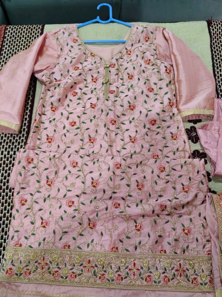 Pink Embroidered Kurta Set