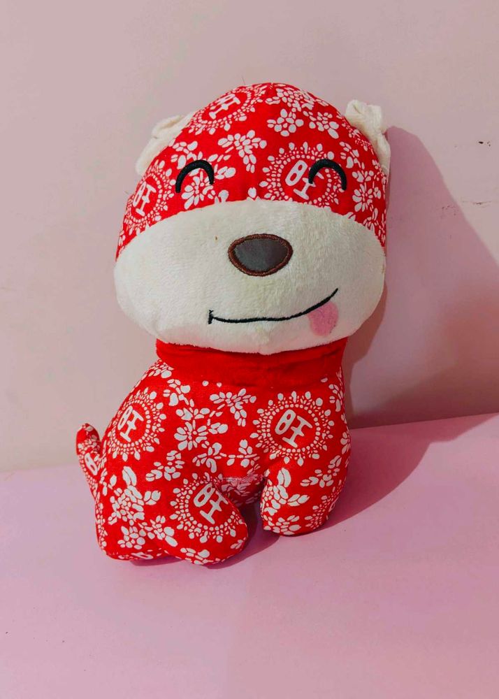 Cute Red Floral Dog Plush