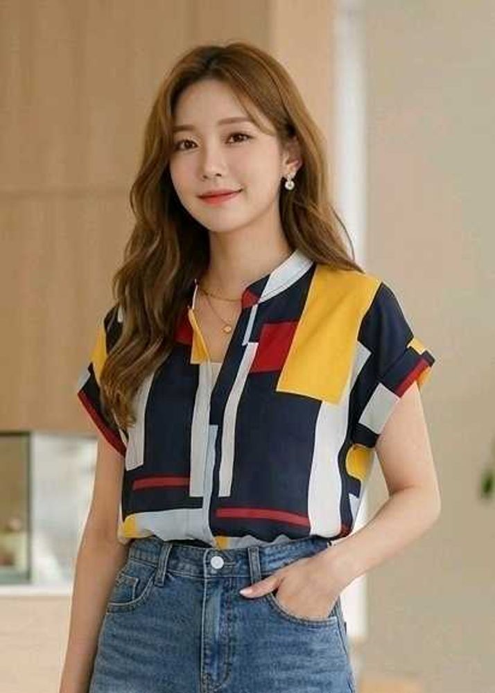 Stylish Geometric Print Top