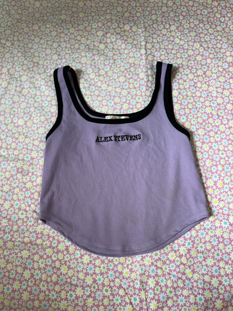 Alex Stevens Purple Ribbed Crop Top