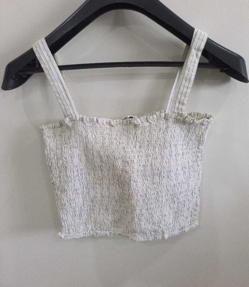 ONLY White Smocked Crop Top | Like New |