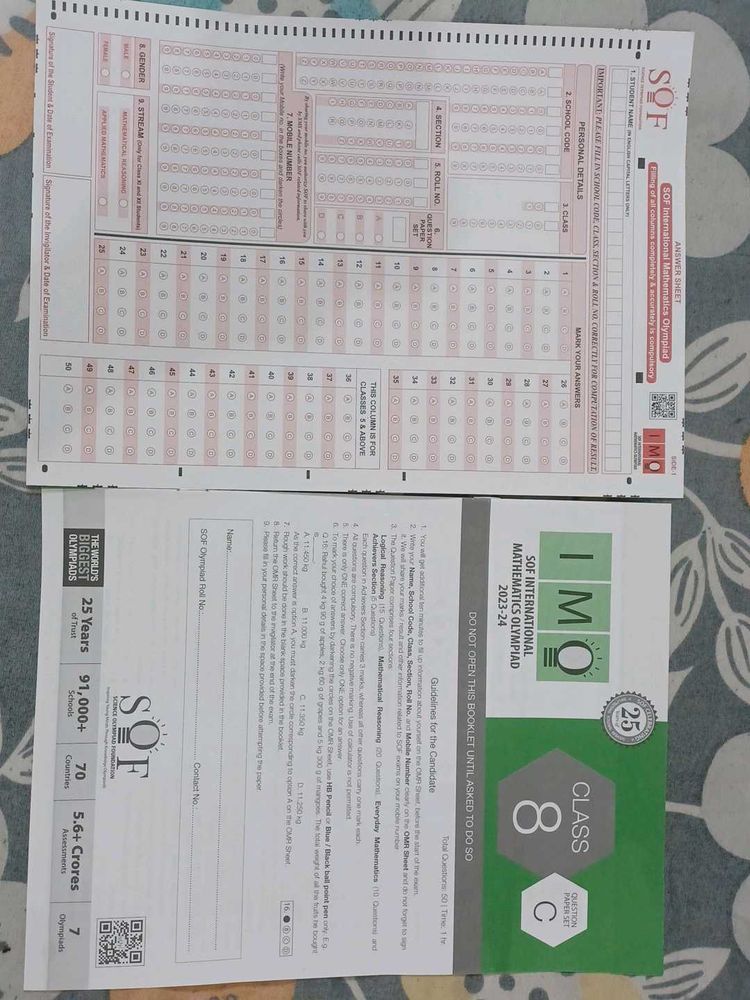SOF International Mathematics Olympiad Class 8 C