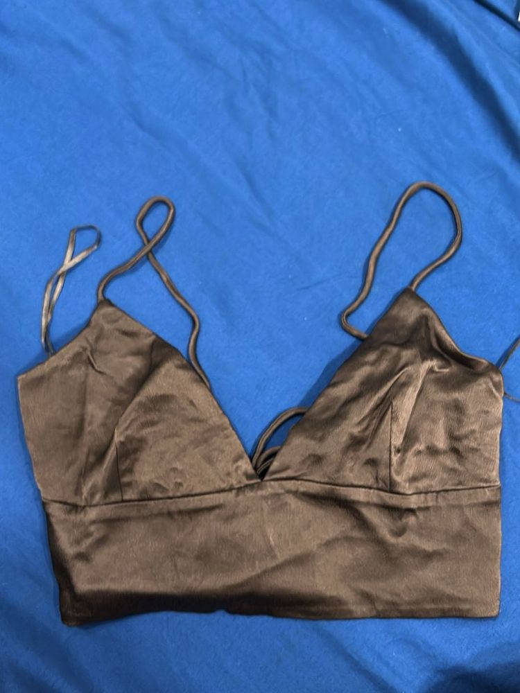 Zara brown satin top
