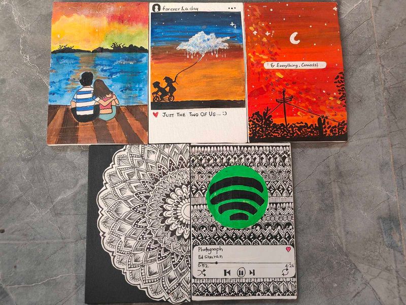 Handmade Canvas Paintings - Romantic &amp; Music Vibes