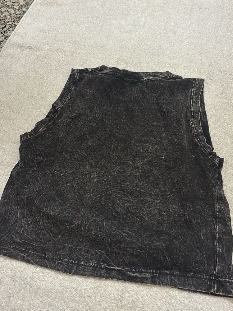 Washed Black Sleeveless Top