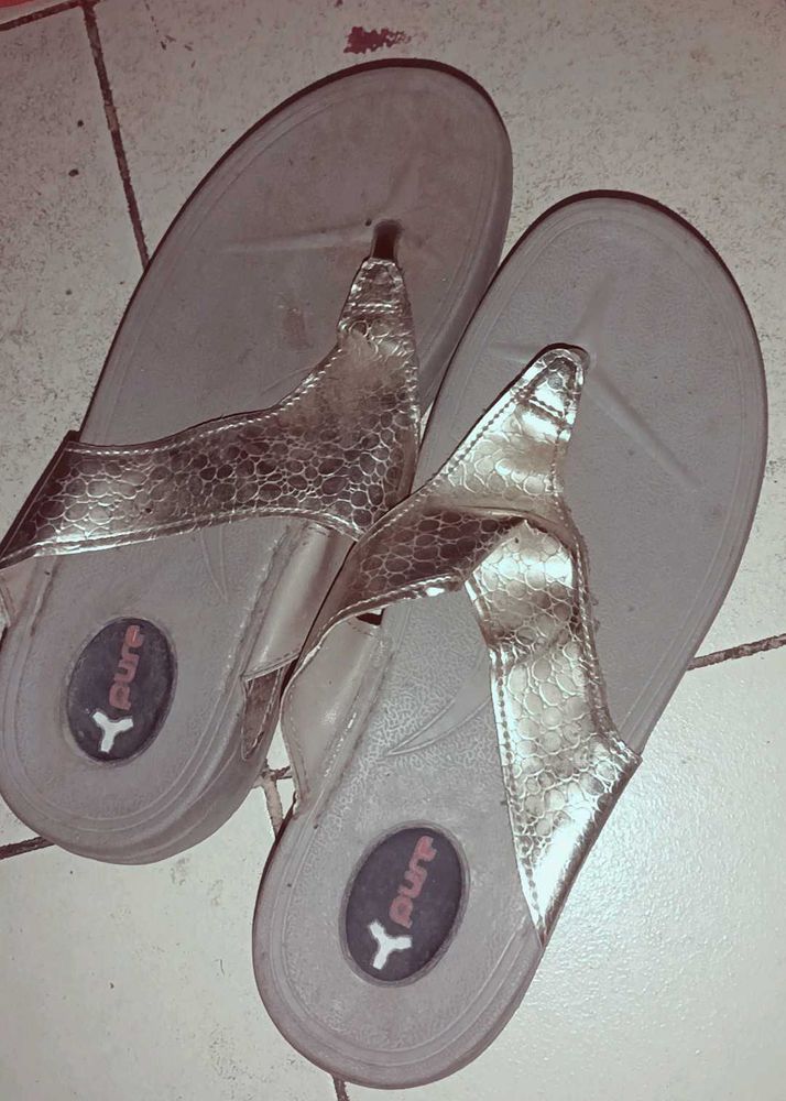 Stylish Gold Flip-Flops