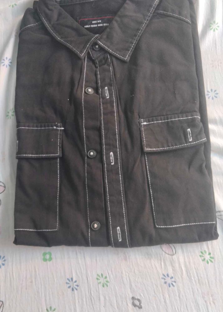 Men's Black Cargo Shirt