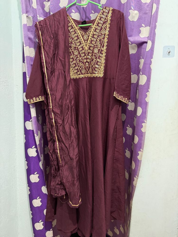 Elegant Maroon Kurta Set with Dupatta