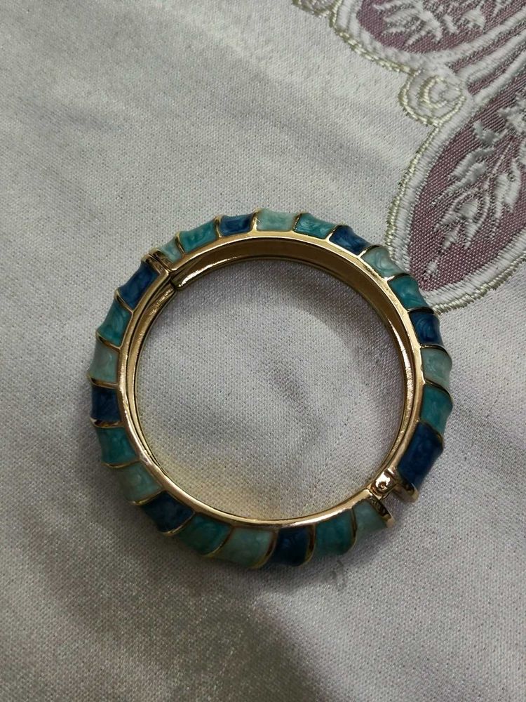 Blue &amp; Teal Enamel Bangle Bracelet