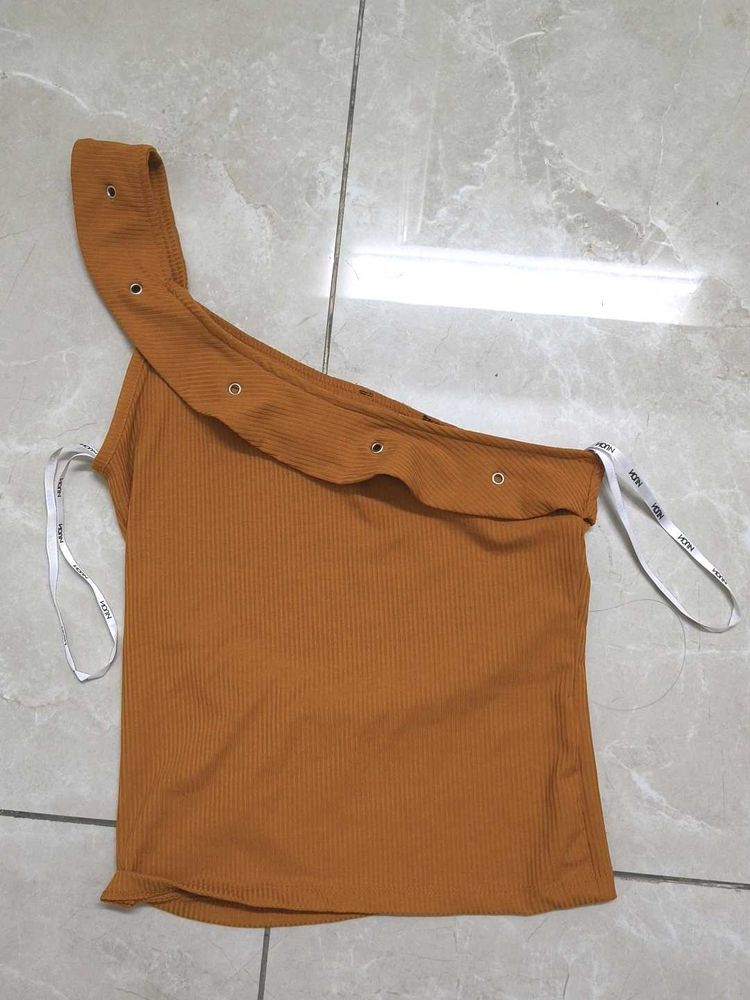One Shoulder Ribbed Top