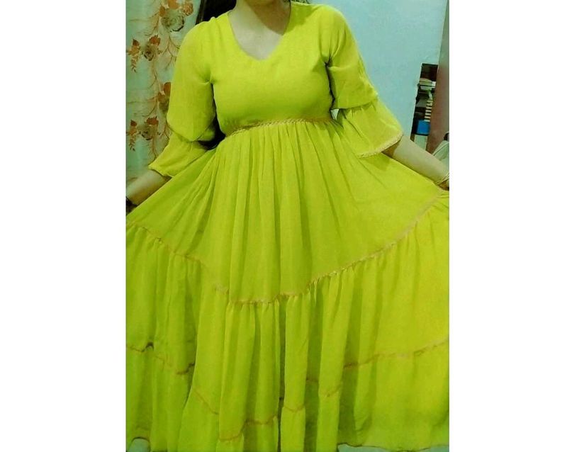 Vibrant Lime Green Tiered Maxi Dress