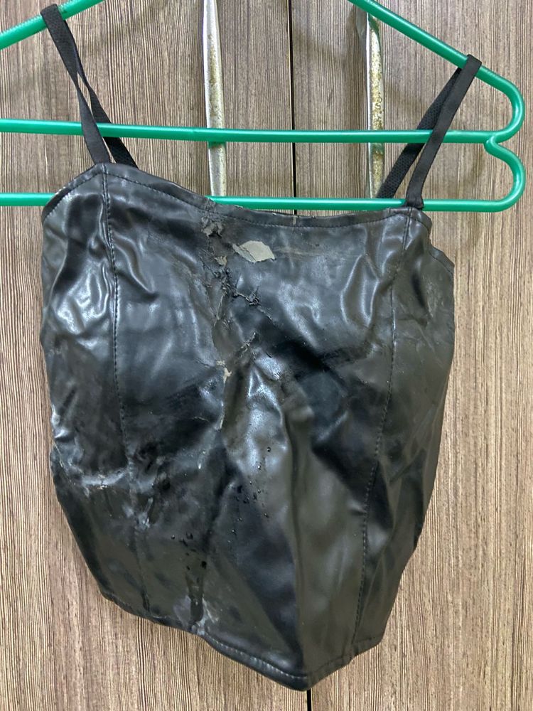 Black Faux Leather Corset Top