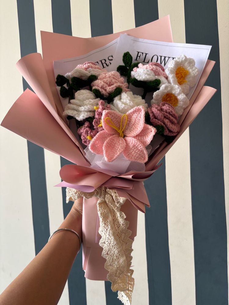 Handmade Crocheted Flower Bouquet