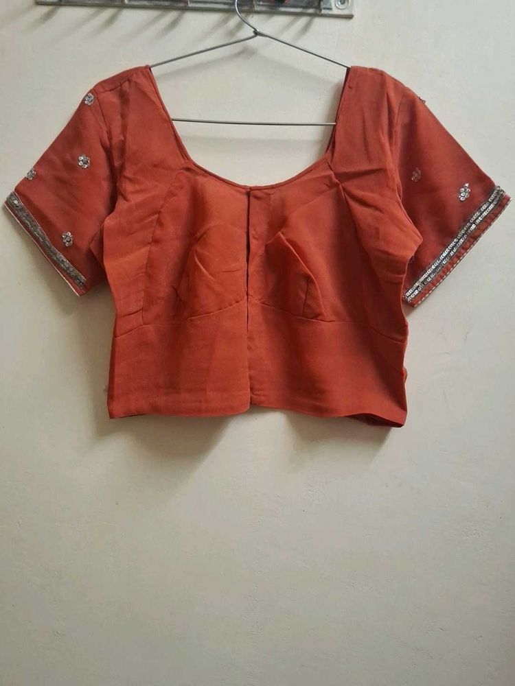 Embellished  Saree Blouse rust orange