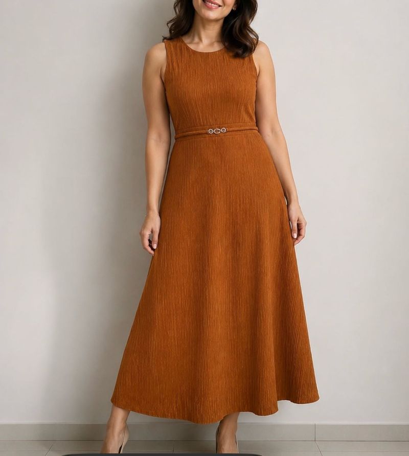 Elegant Brown Sleeveless Maxi Dress