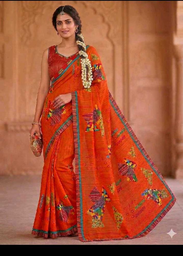 new Saree with Ethnic Motifs