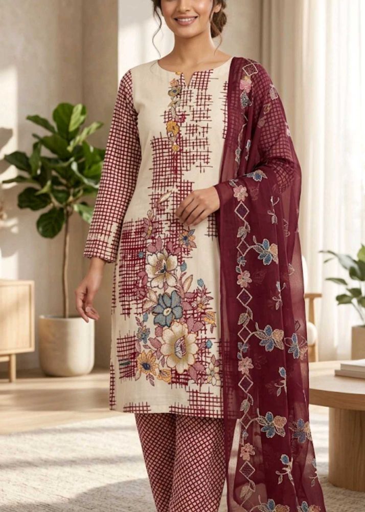Daily wear cotton printed 3 pc suit