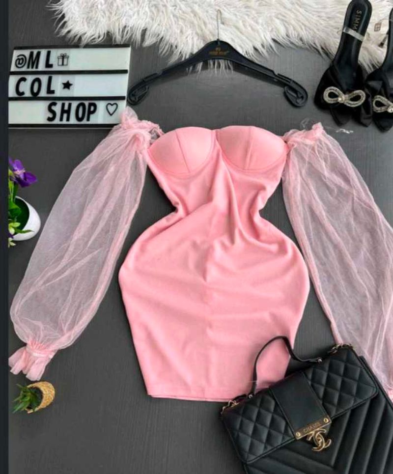 Elegant Pink Off-Shoulder Dress