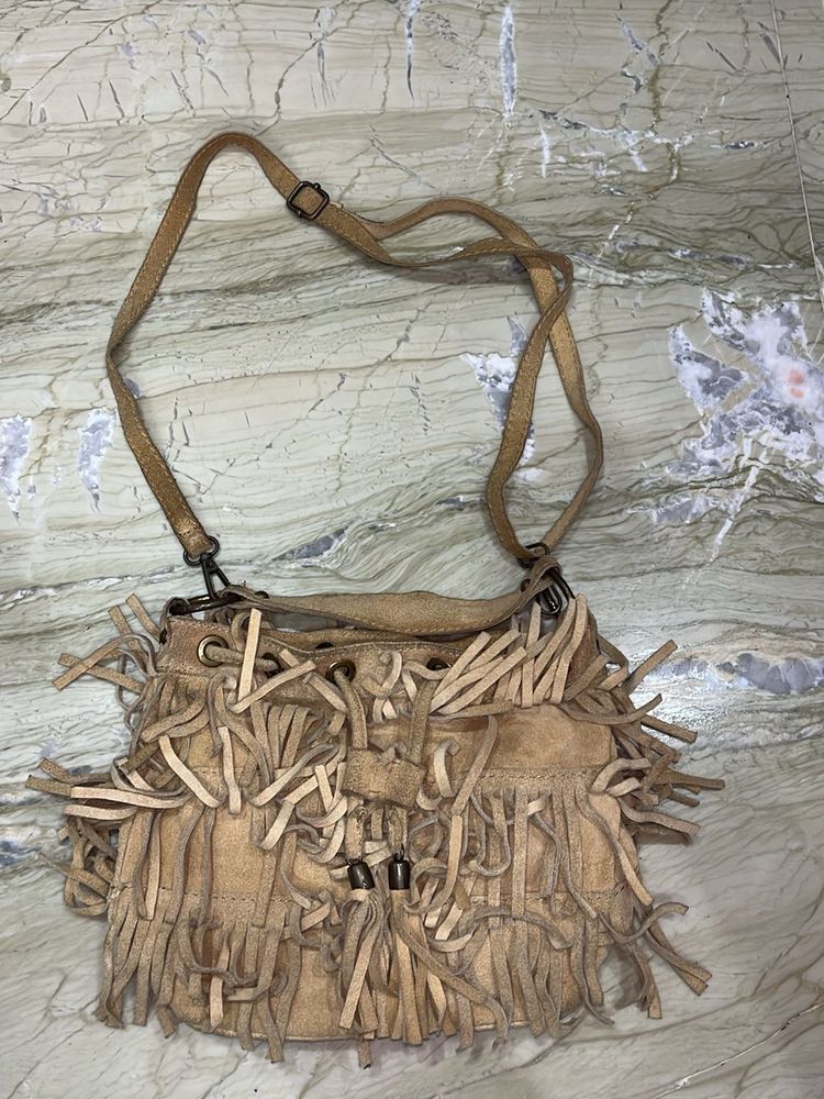 Suede Fringe Crossbody Bag