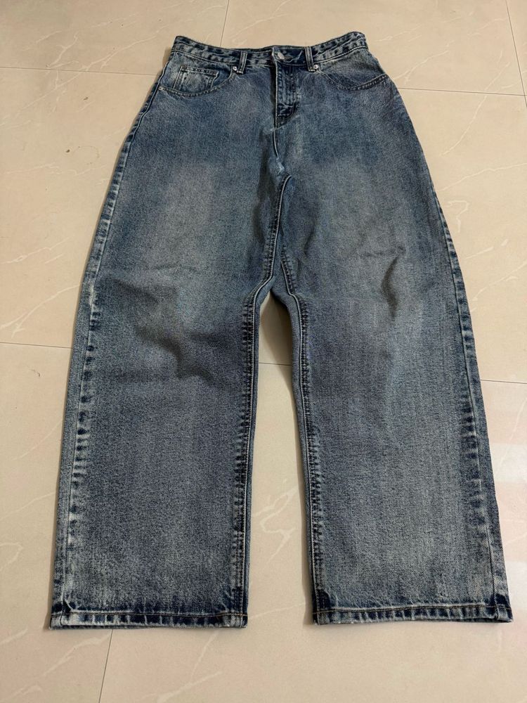 Vintage Wash Wide Leg Jeans