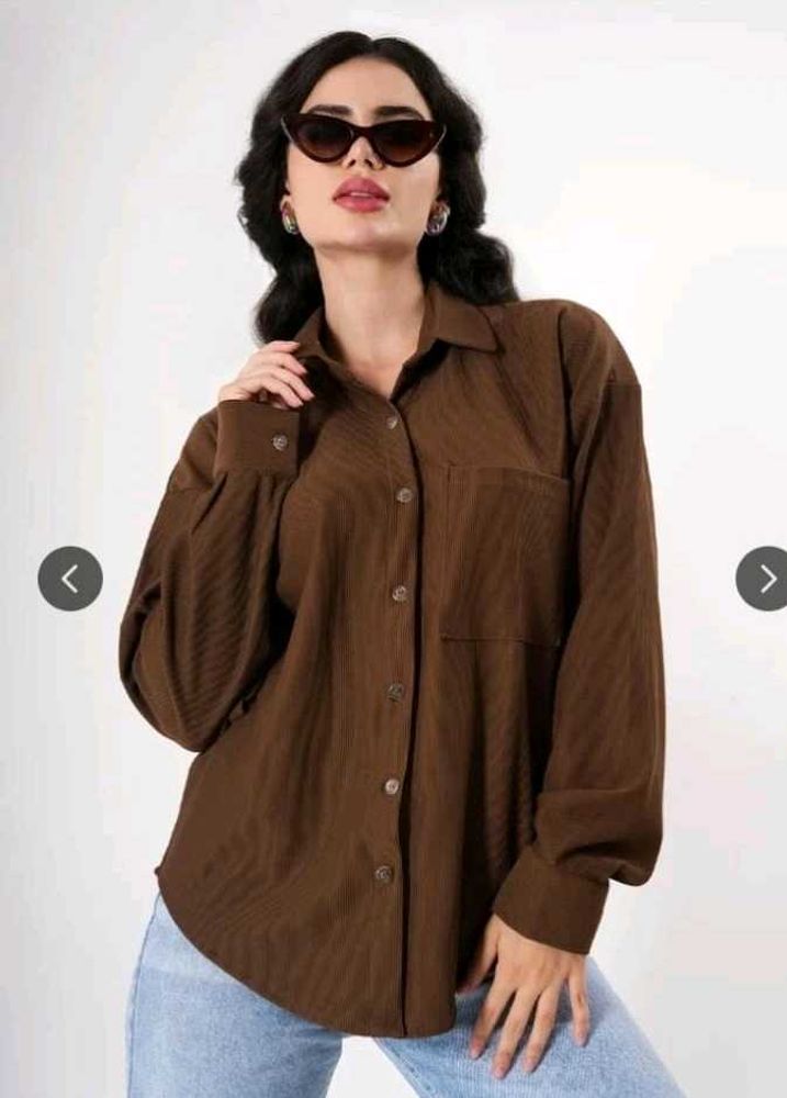 women's relaxed brown corduroy shirt