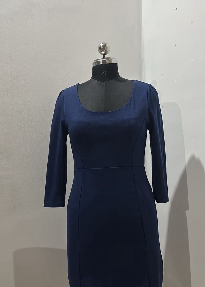 Navy Blue 3/4 Sleeve Dress