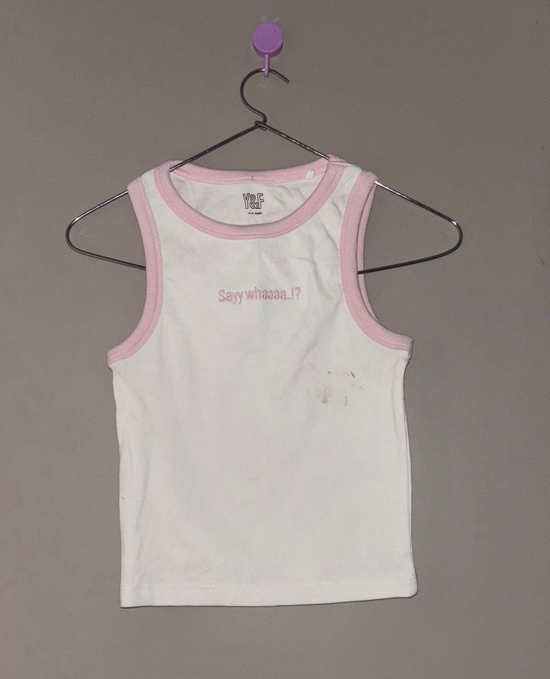 White Tank Top with Pink Trim