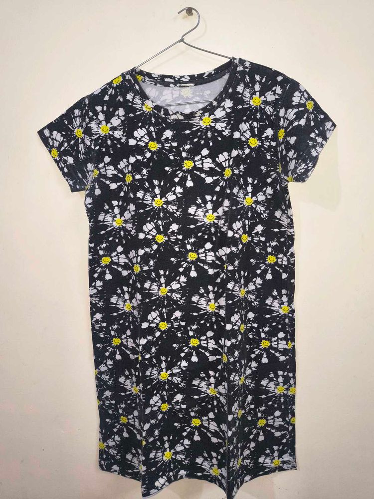 Cute Daisy Print T-Shirt Dress