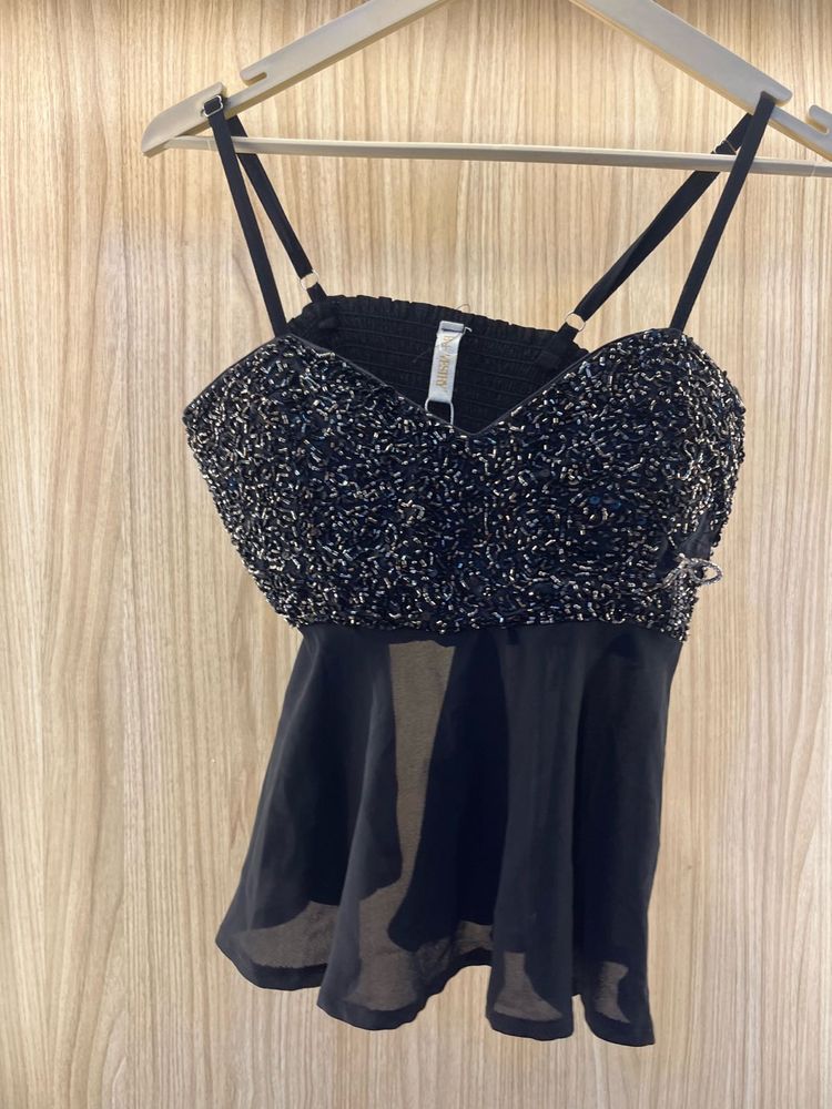 Black Embellished Camisole Top
