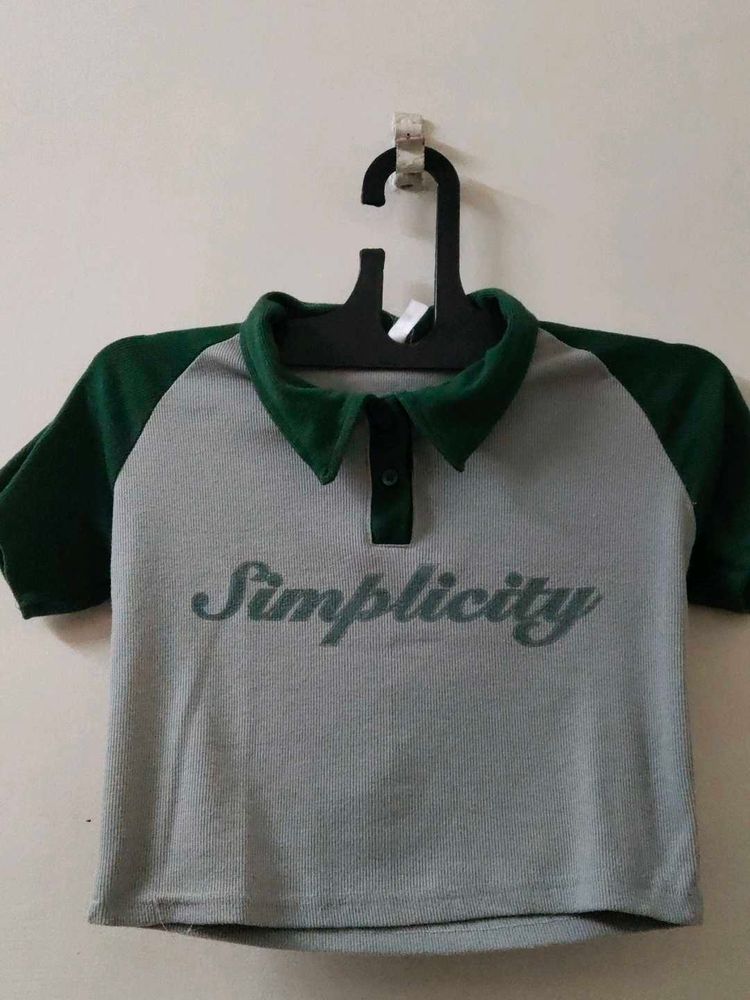 Grey &amp; Green Polo T-Shirt