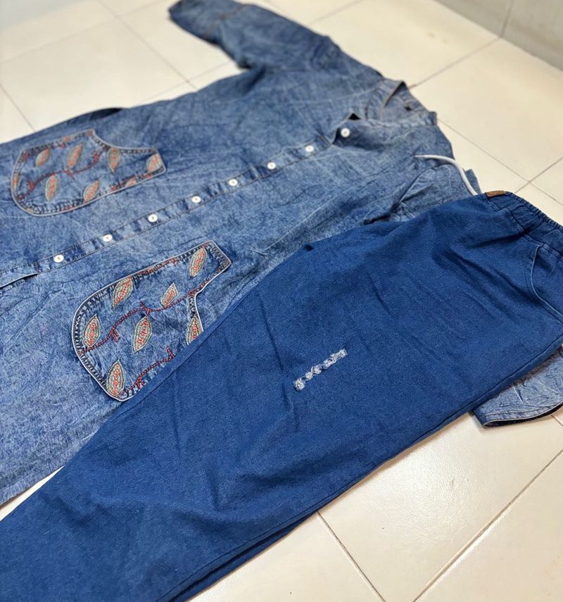 Acid Wash Denim Co-ord Set