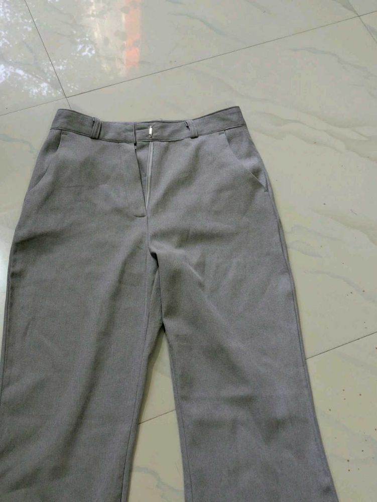 Women's Grey Wide Leg Trousers