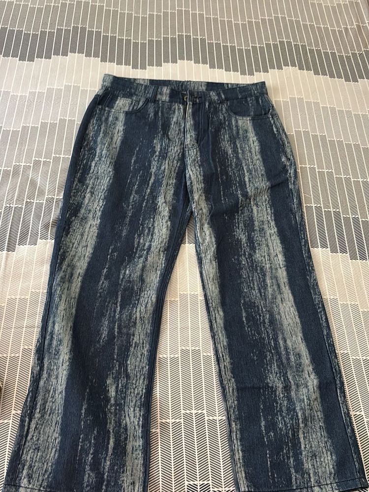 Unique Striped Denim Jeans