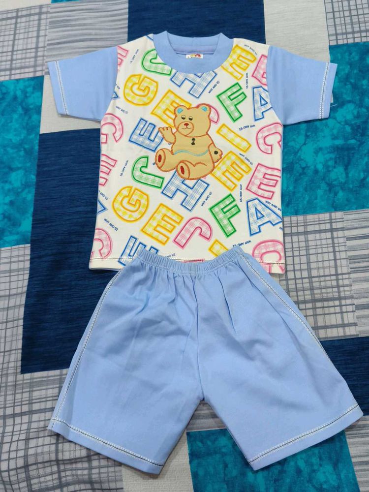 Cute Bear Print Baby Clothes Set