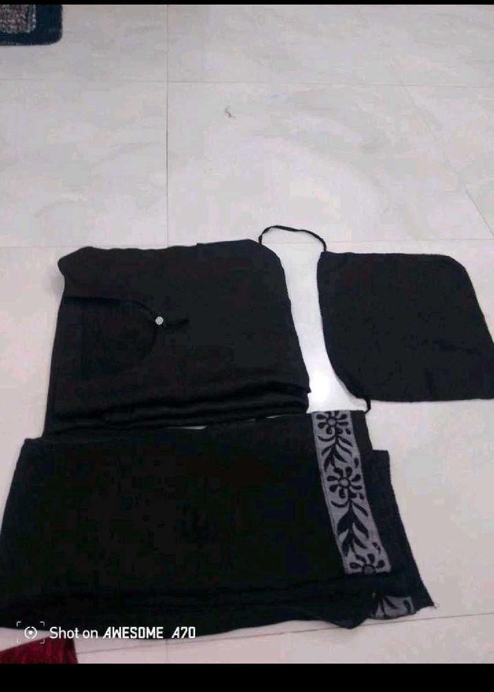 Elegant Black abaya Set with Dupatta