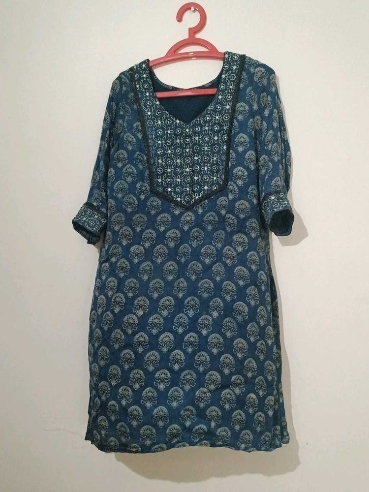 Stylish Blue Printed Kurta