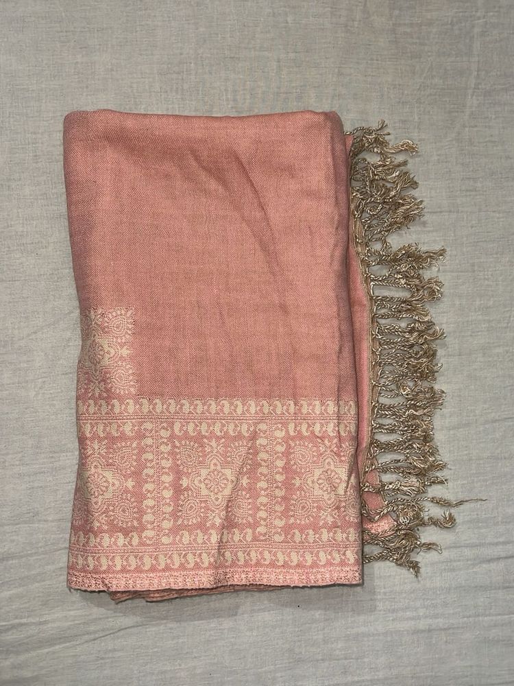 Beautiful Pink knit shawl with Tassels