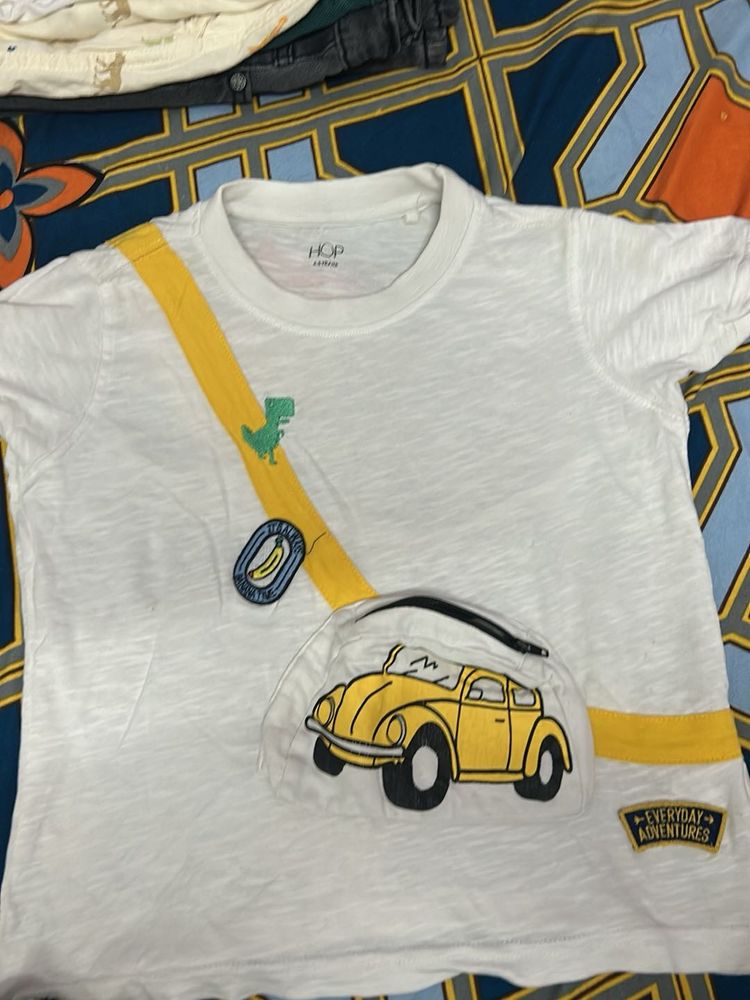 Cute White T-Shirt with Car