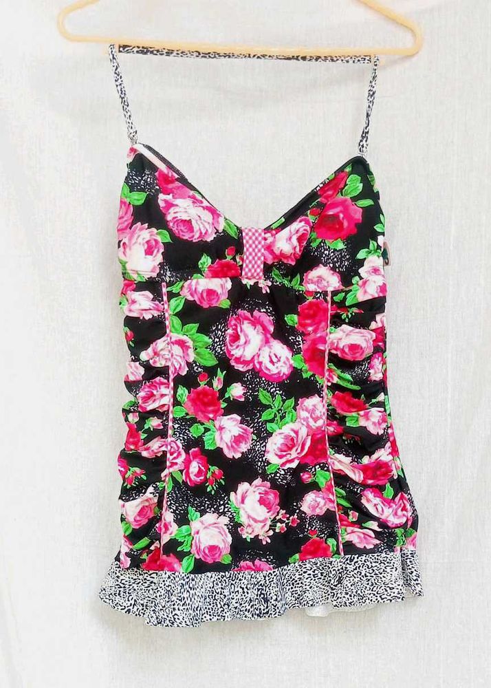 Floral Print Ruched Camisole Top