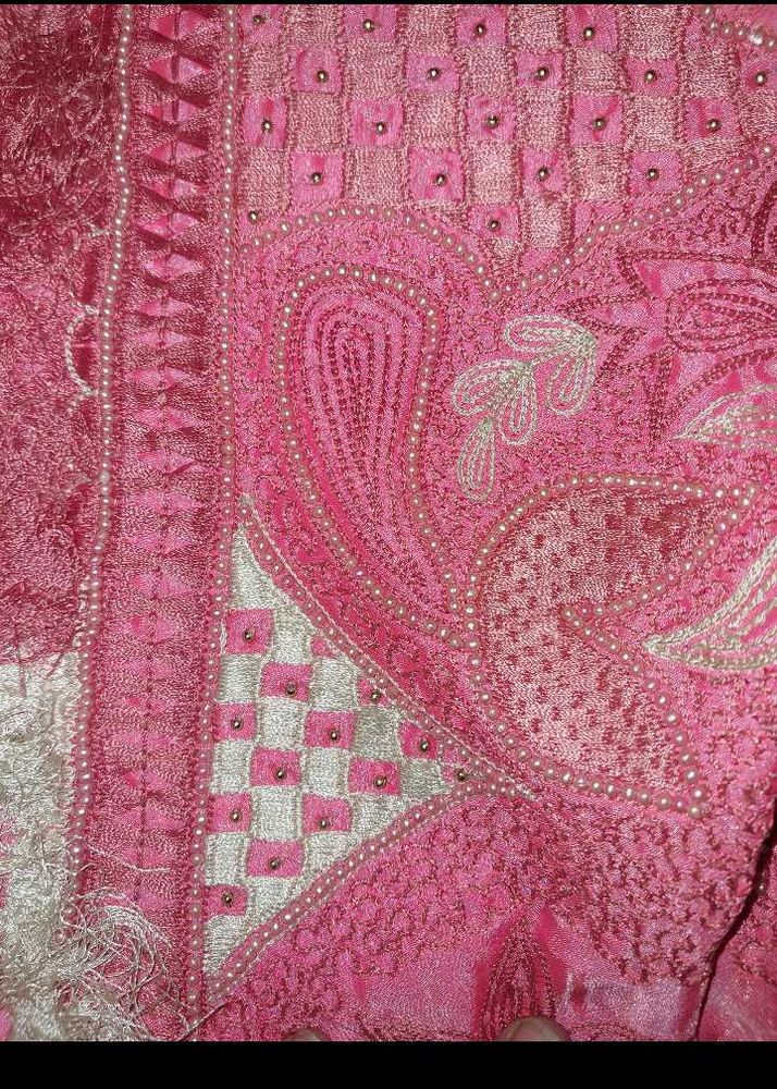 Pink Embroidered Saree