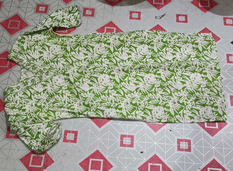 Green Floral Print Kurta