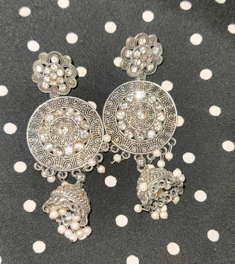 ✨✨Oxidised Jhumka Earrings with Pearls 💕💕