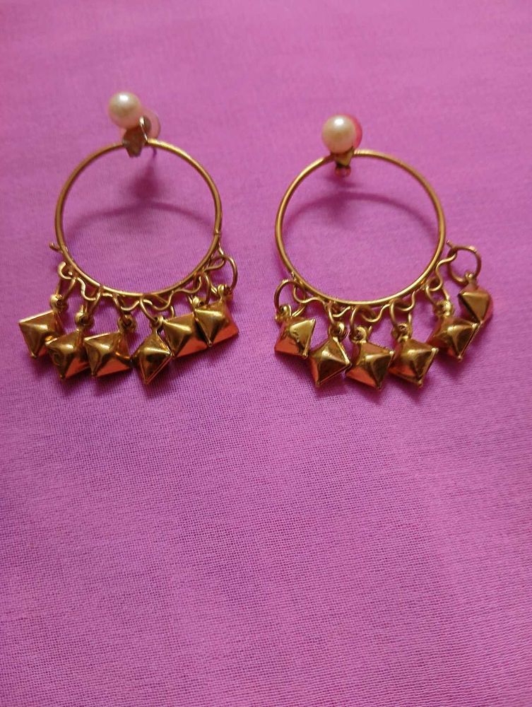 Boho Hoop Earrings with Pearly Studs